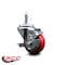 Service Caster 3'' Red Polyurethane Wheel Swivel 7/16'' Grip Ring Stem Caster with Brake SCC-GR20S314-PPUB-RED-TLB-716138 - alternate 4